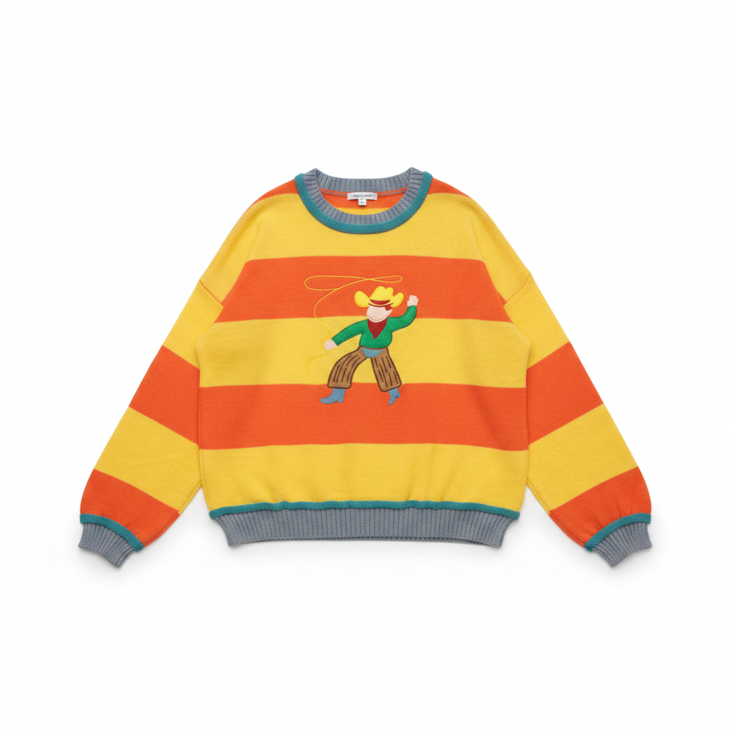 VR8485 YELLOW ORANGE STRIPE COWBOY SWEATER (7 PIECE)
