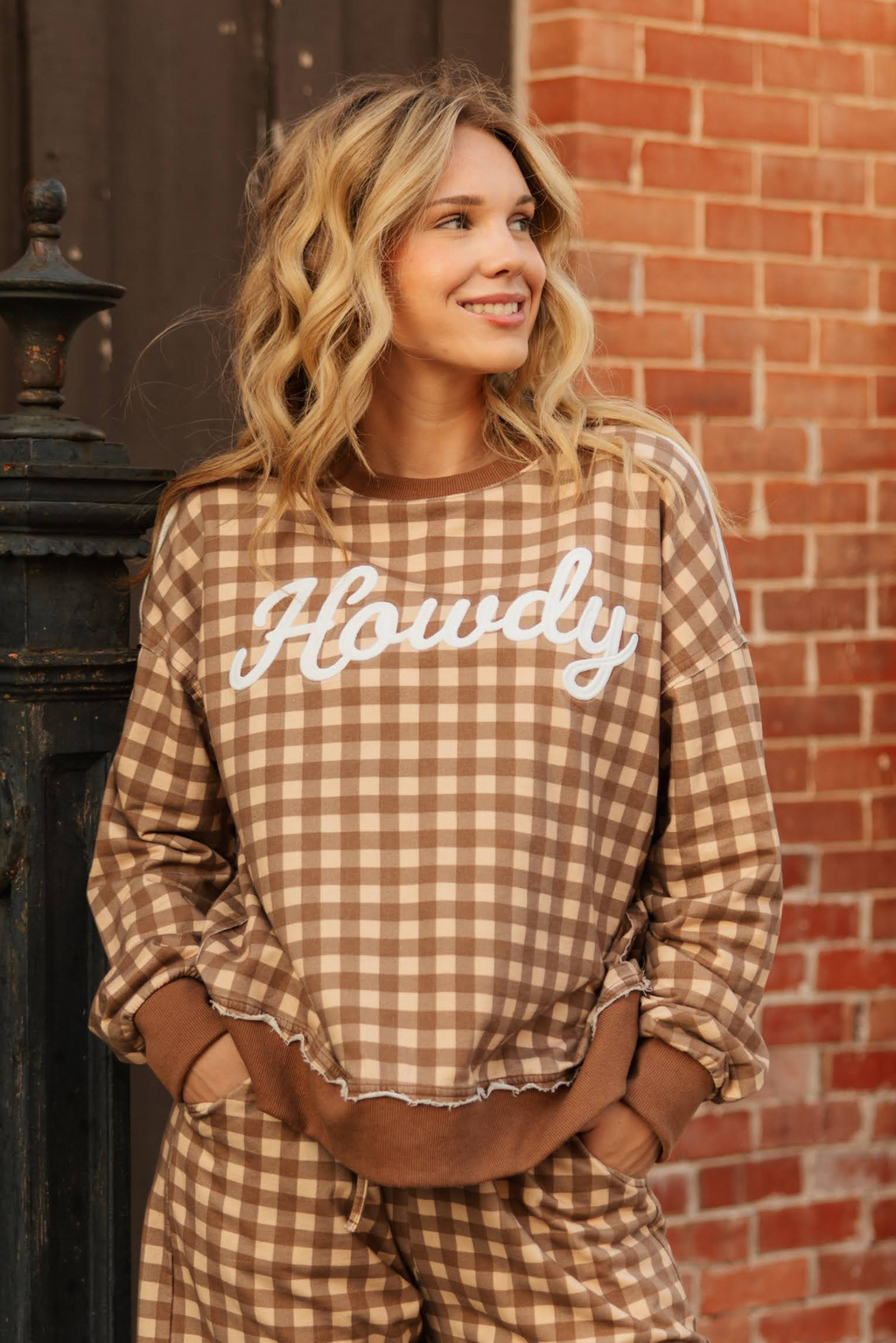 VR205 HOWDY GINGHAM  BARREL SWEAT SHIRT ( 7 PIECE)