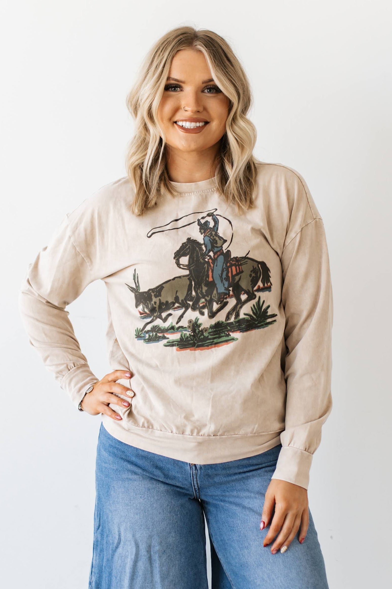 VR424_TOP OATMEAL STEER CHASE TOP (7 PIECE)