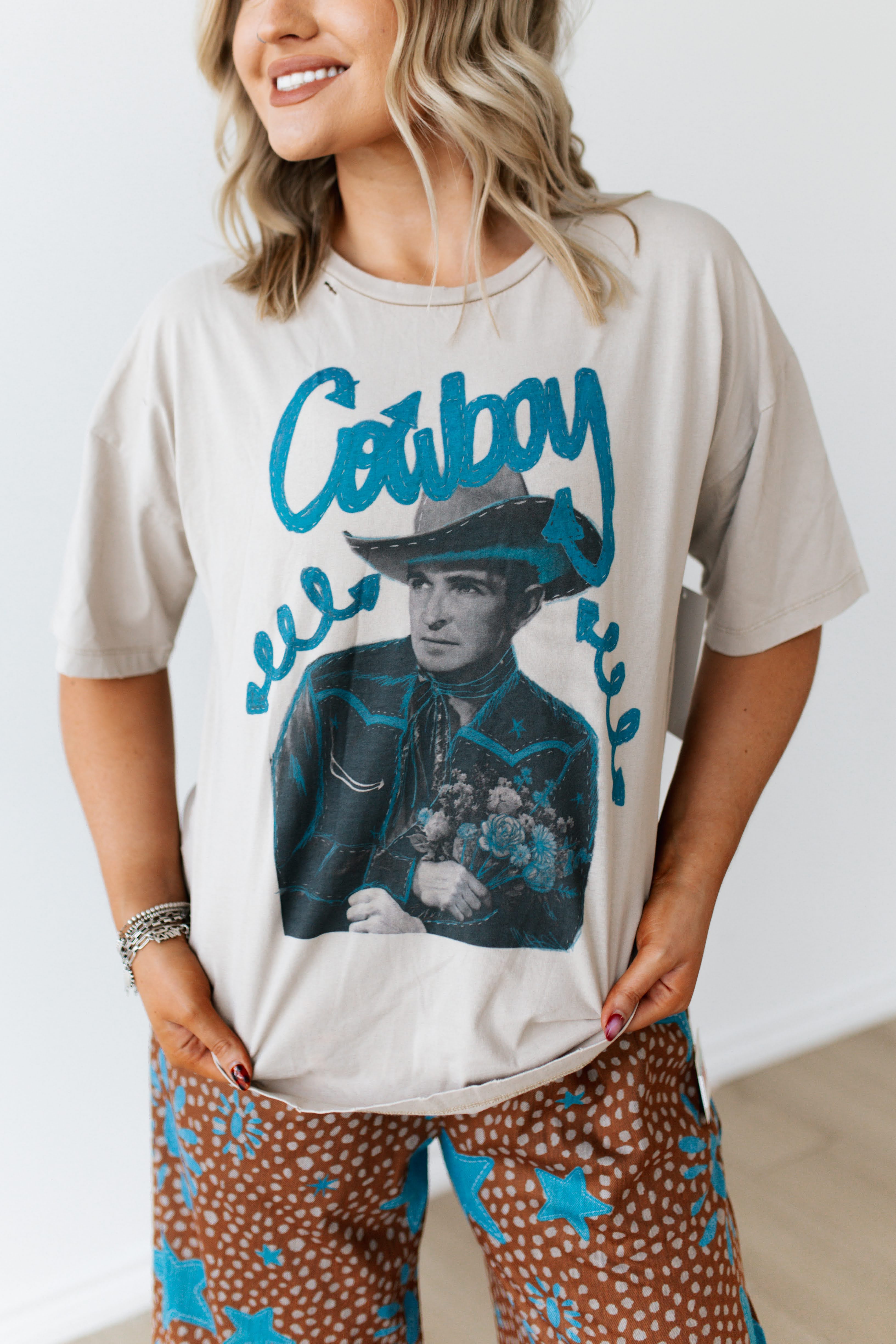 VR353 TEAL COWBOY DISTRESS TEE (7 PIECE)