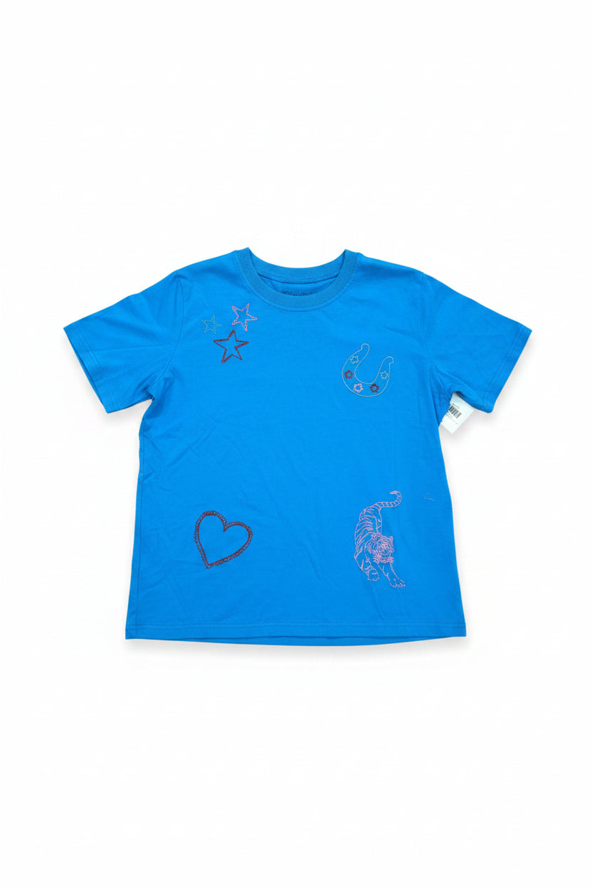 VR1401 BLUE HEART TIGER EMBROIDERY TEE (PREPACK 7 )
