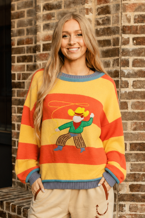 VR8485 YELLOW ORANGE STRIPE COWBOY SWEATER (7 PIECE)