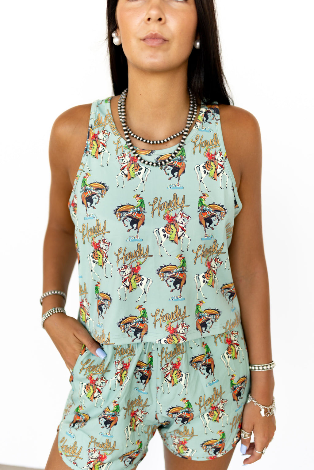 VR11  TEAL HOWDY ACTIVE TANK TOP BACK CUTOUT (1 Piece)