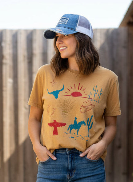 VR308 COWBOY THINGS CROPPED TEE (TWEEN)