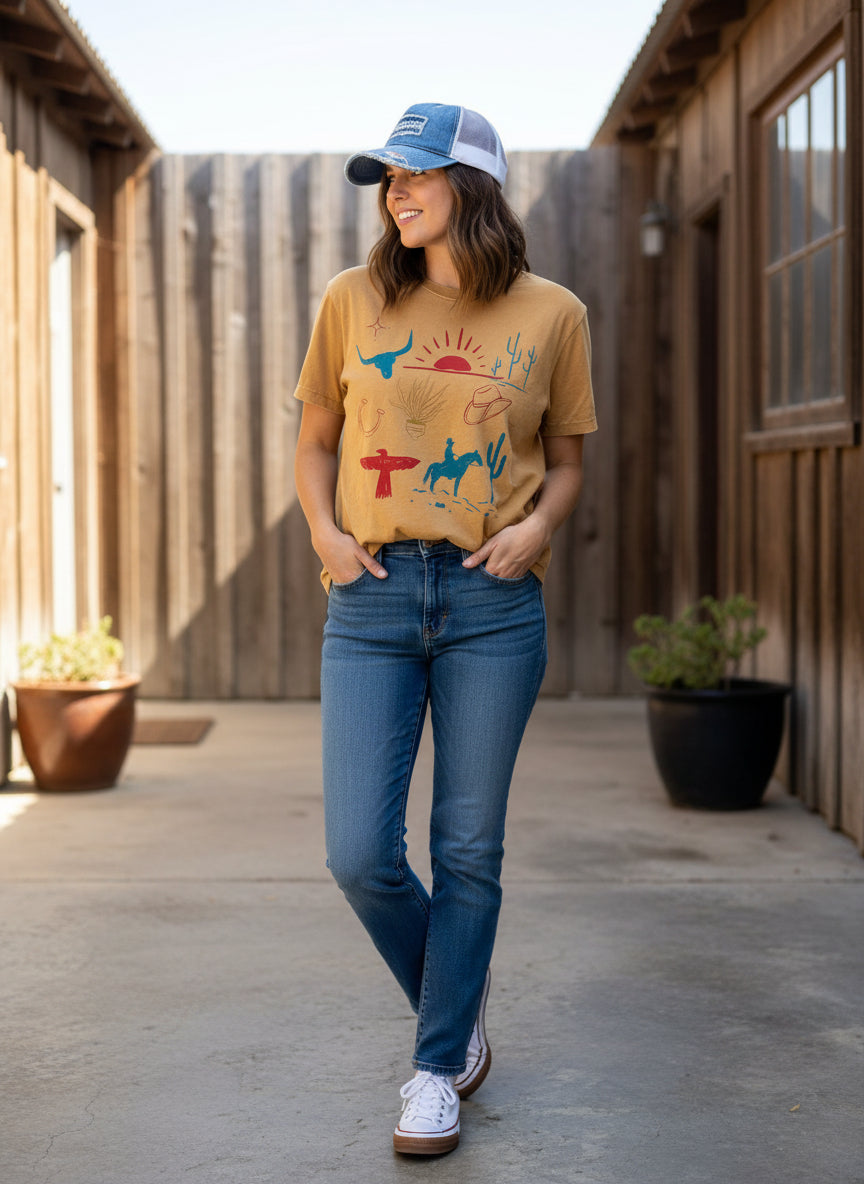VR308 COWBOY THINGS CROPPED TEE (TWEEN)