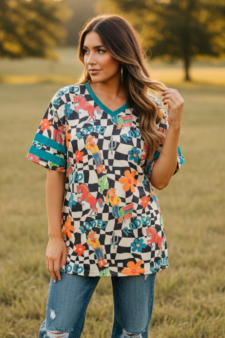 VR1 CHECKERED COWBOY TEE (6 PIECE- WOMEN)