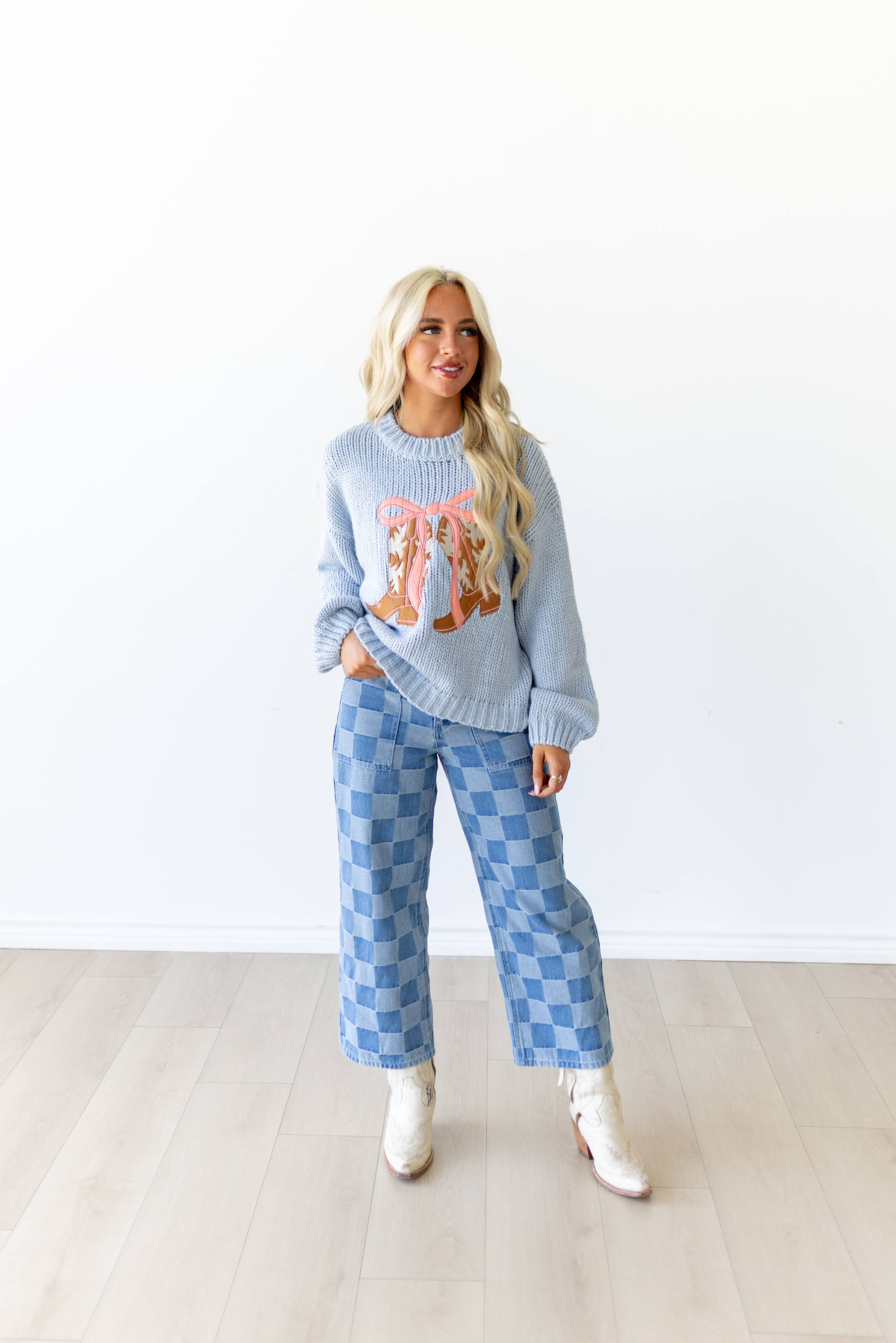 VR2178 BLUE BOW SWEATER