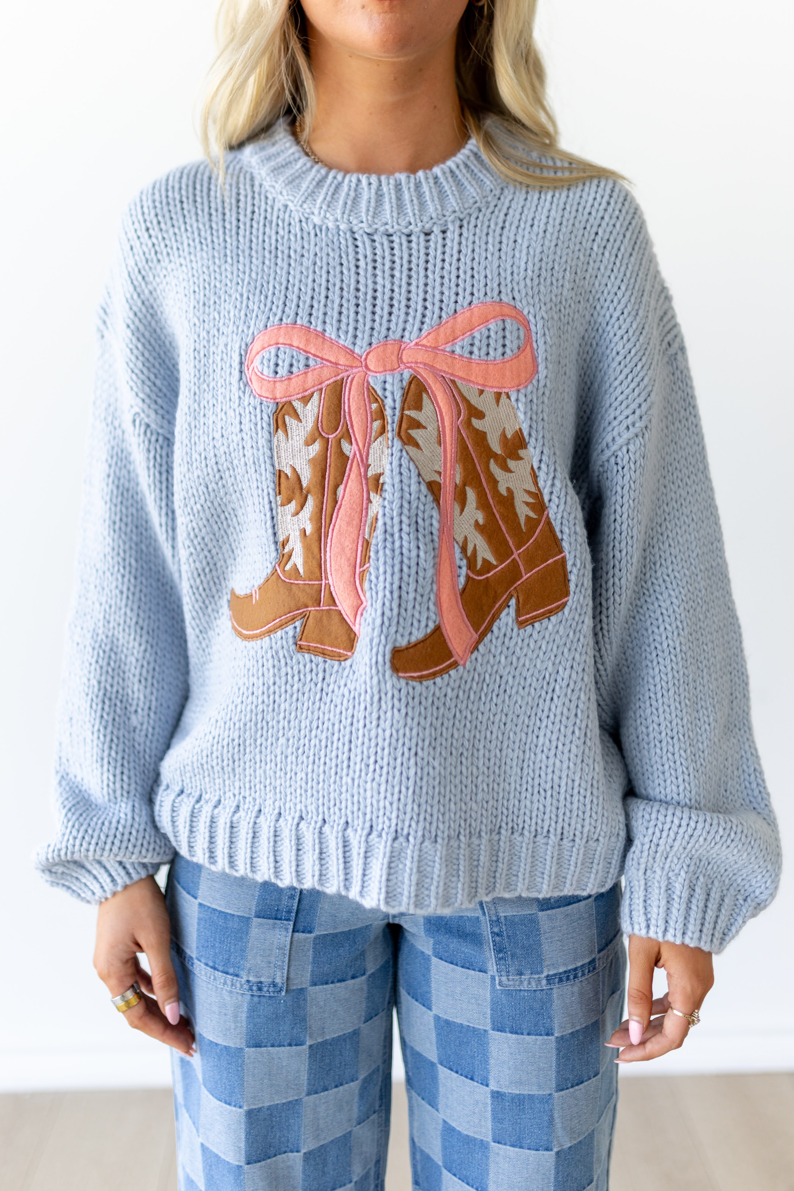 VR2178 BLUE BOW SWEATER