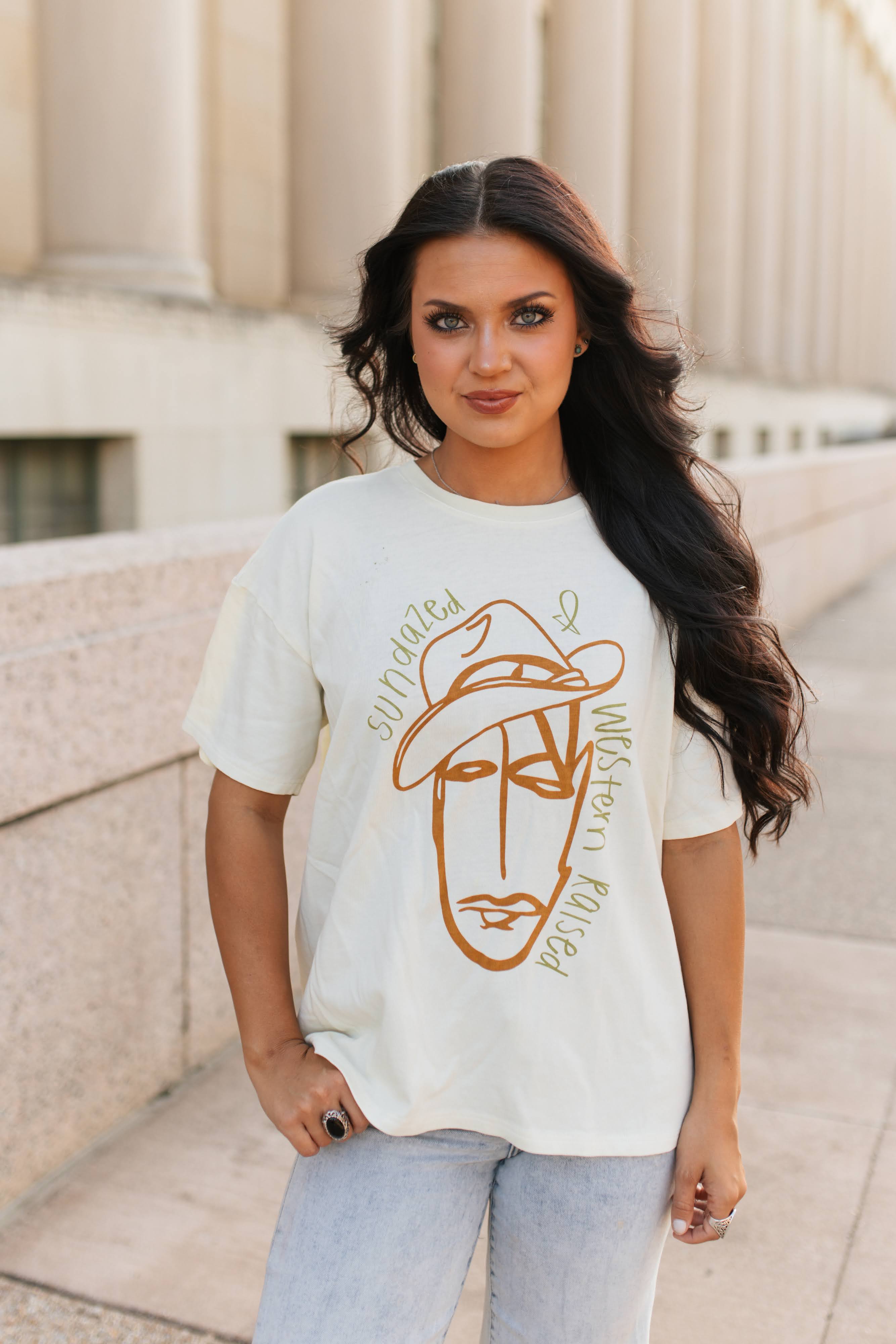 VR312 SUNDAZED & WESTERN RAISED GRAPHIC TEE