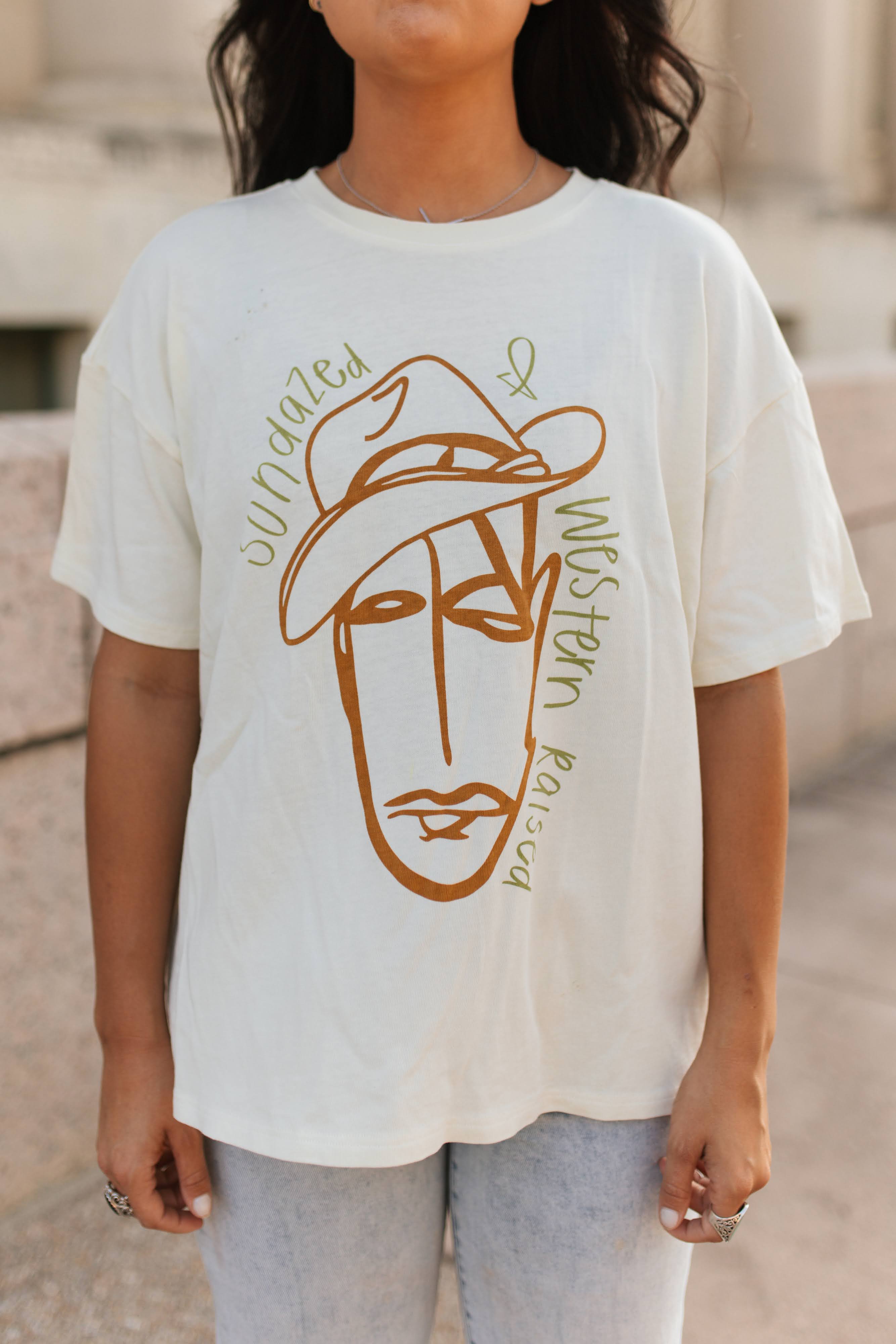 VR312 SUNDAZED & WESTERN RAISED GRAPHIC TEE