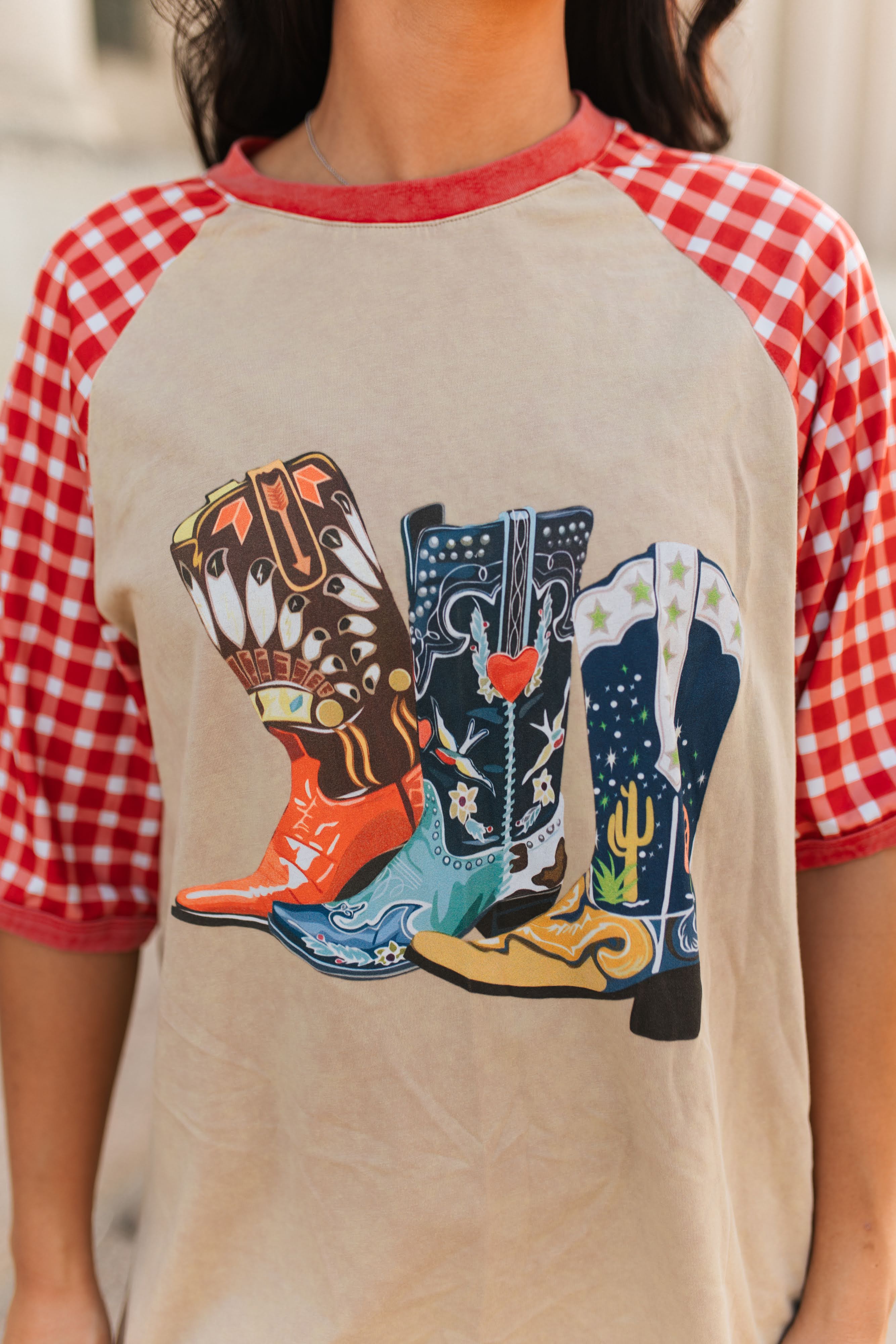 VR1 RED GINGHAM BOOT