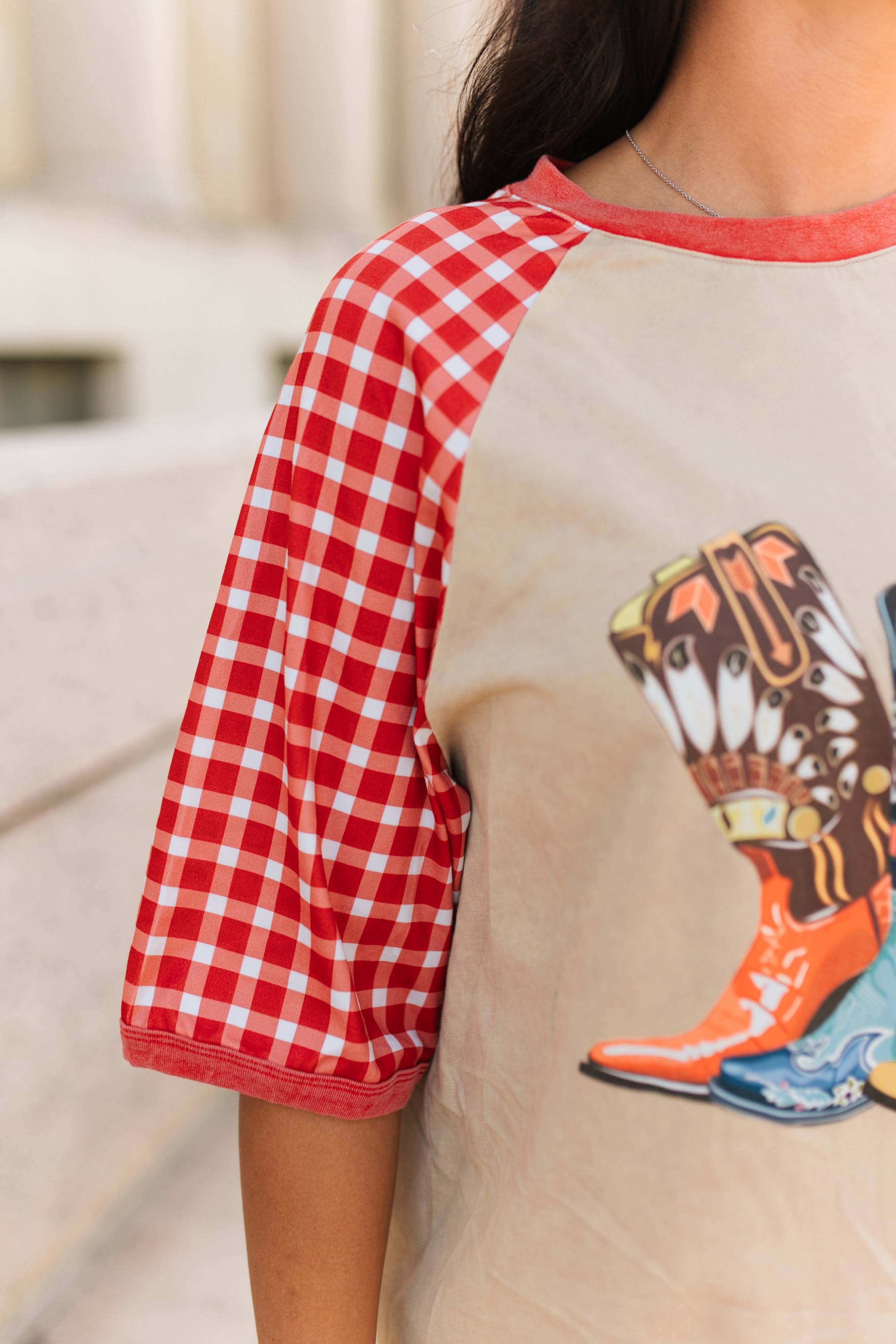 VR1 RED GINGHAM BOOT