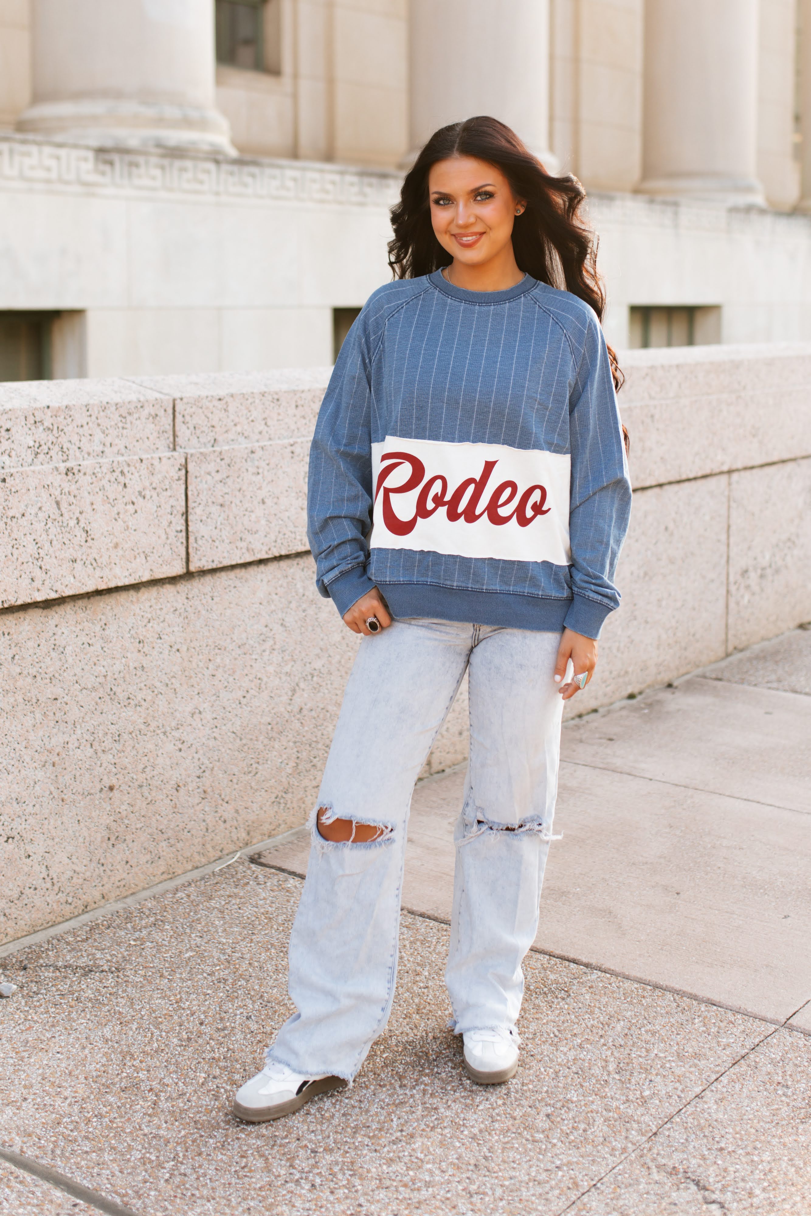 VR300 RODEO STRIPED DENIM TOP