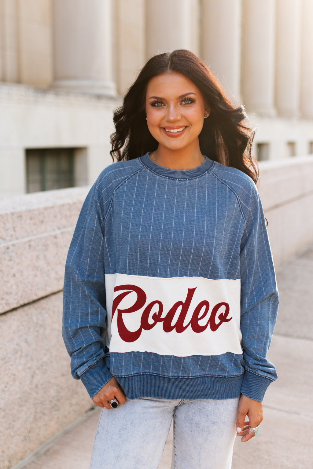VR300 RODEO STRIPED DENIM TOP