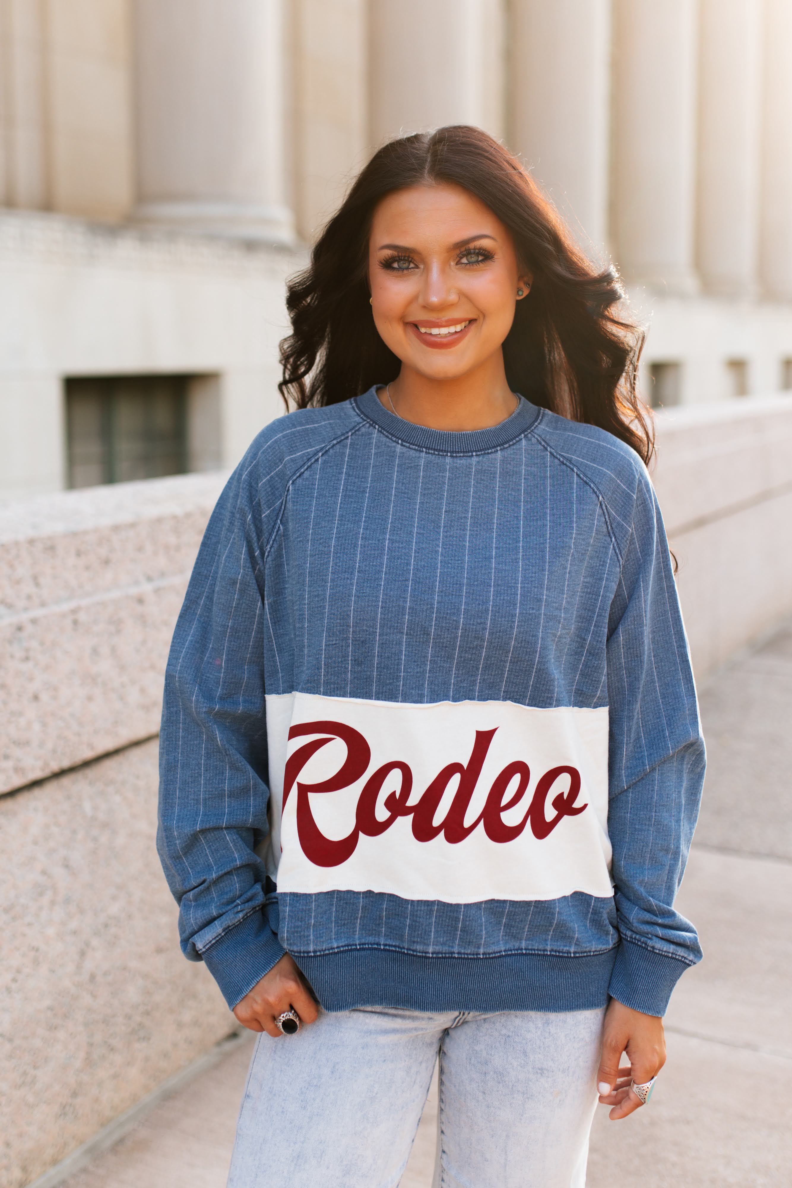 VR300 RODEO STRIPED DENIM TOP
