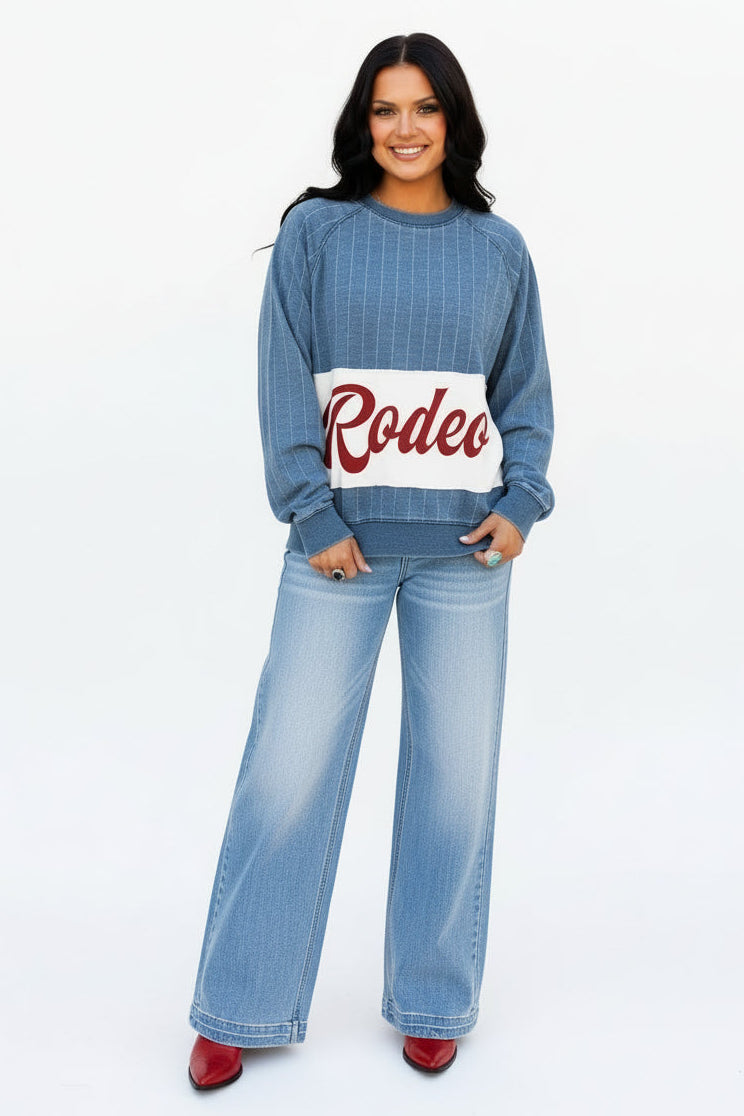 VR300 RODEO STRIPED DENIM TOP (OPEN)