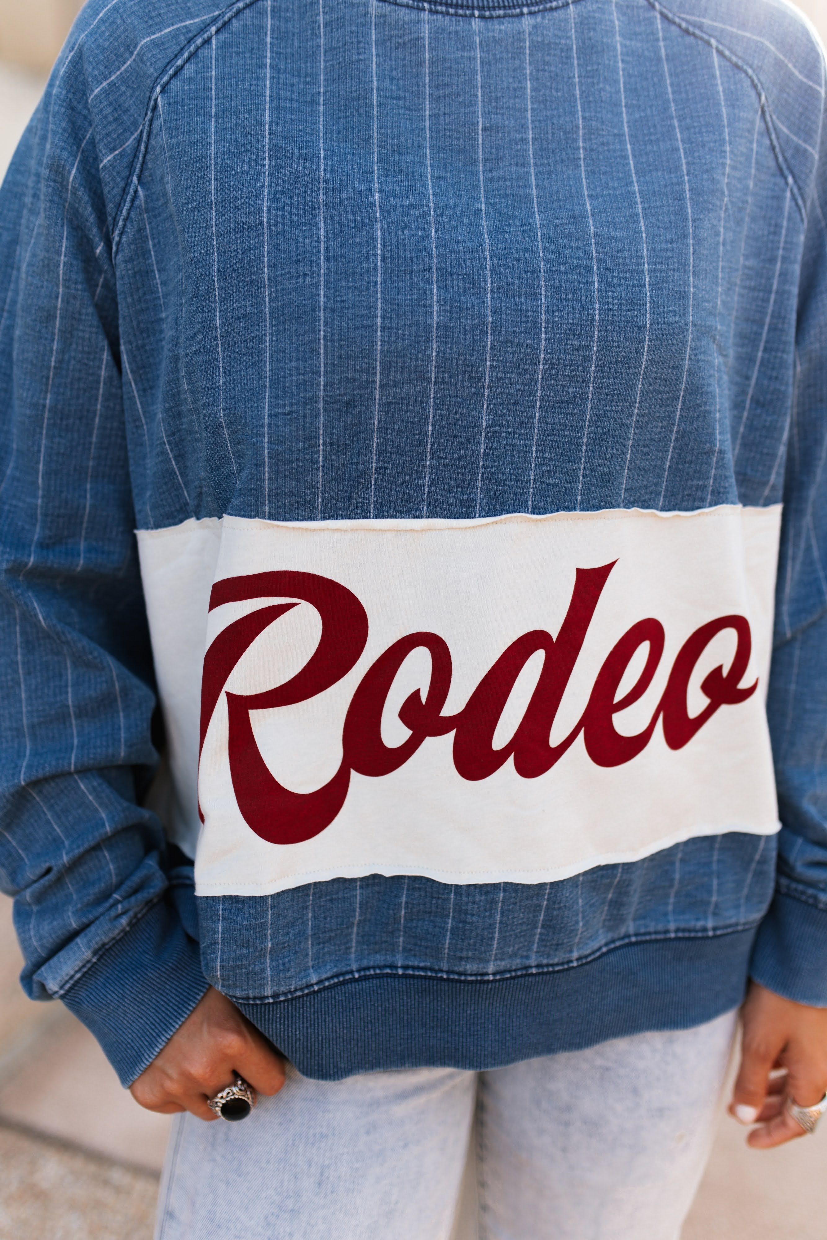 VR300 RODEO STRIPED DENIM TOP