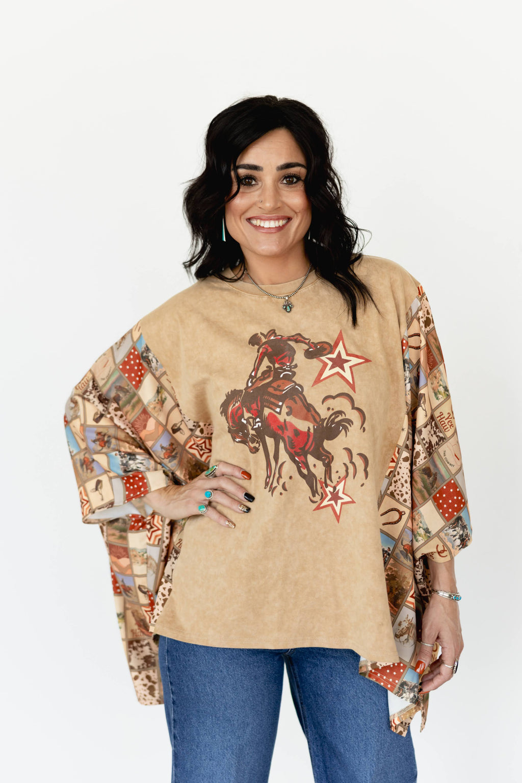 VR108 PONCHO- STAR COWBOY (ONE SIZE)