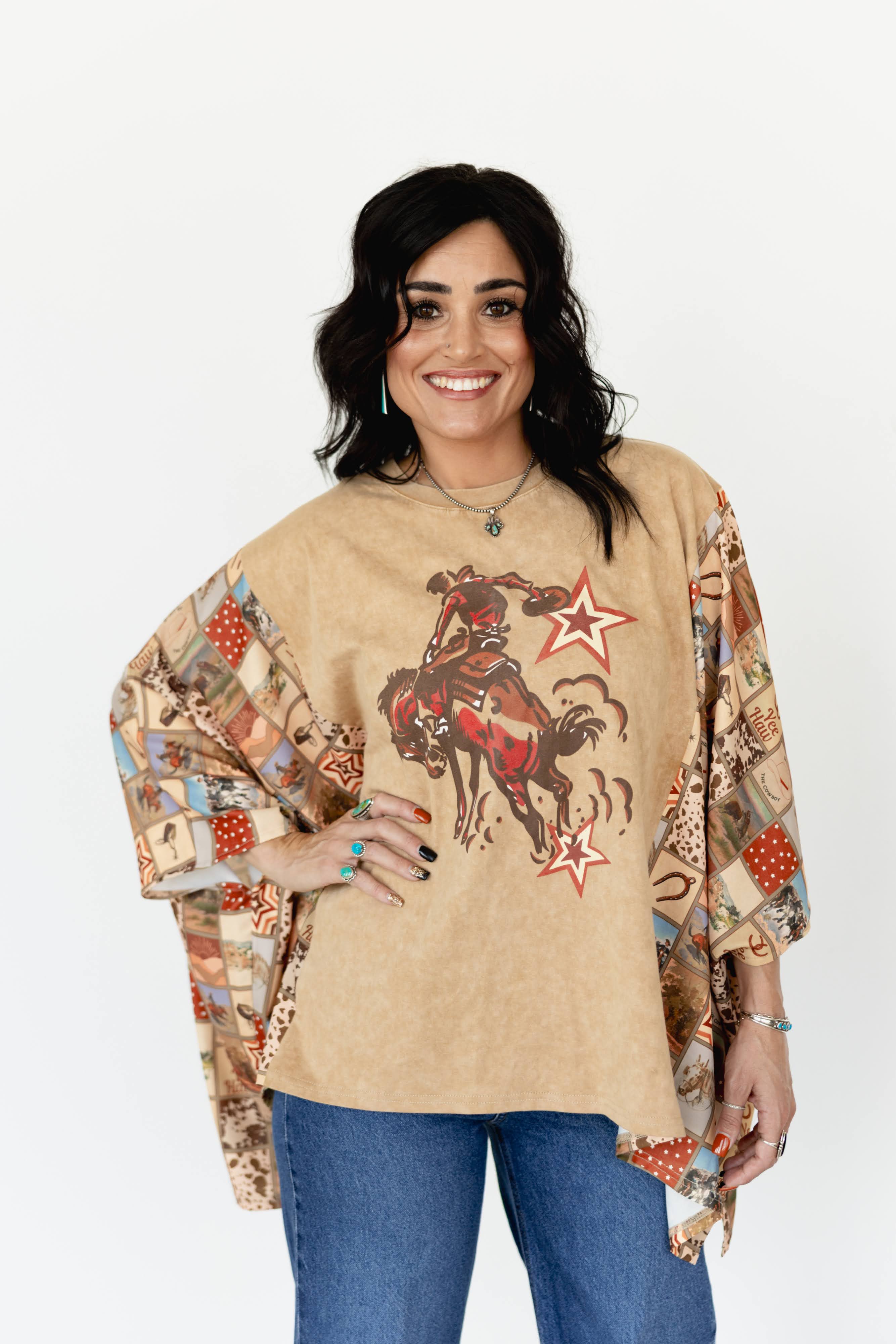 VR108 PONCHO- STAR COWBOY (ONE SIZE)