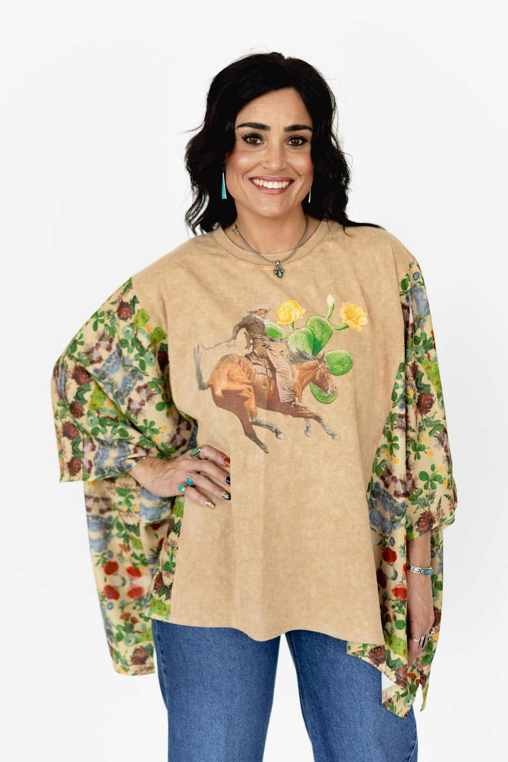 VR108 PONCHO- CACTUS COWBOY (ONE SIZE)