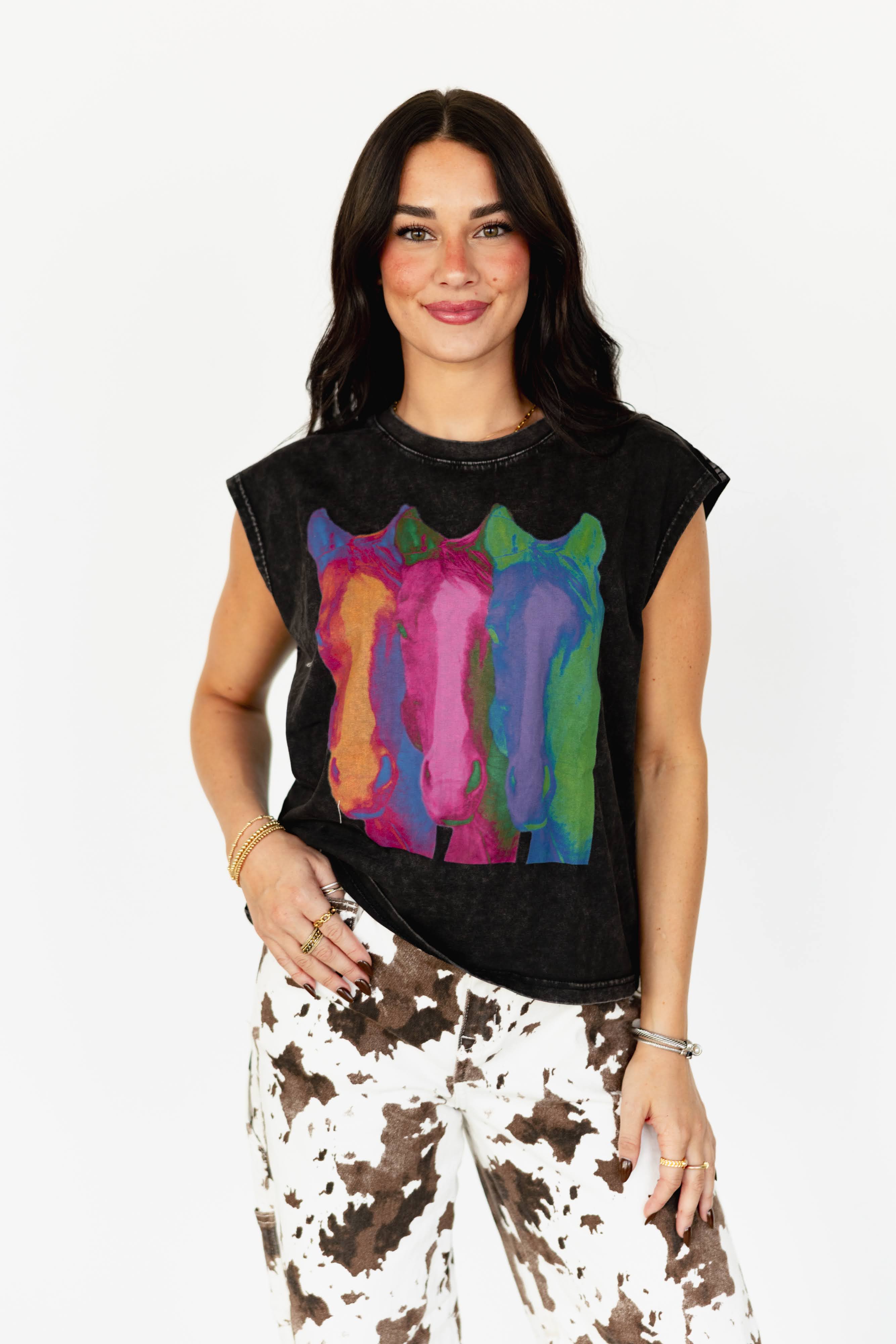 VR307 TRIPLE NEON HORSE TEE (TWEEN)
