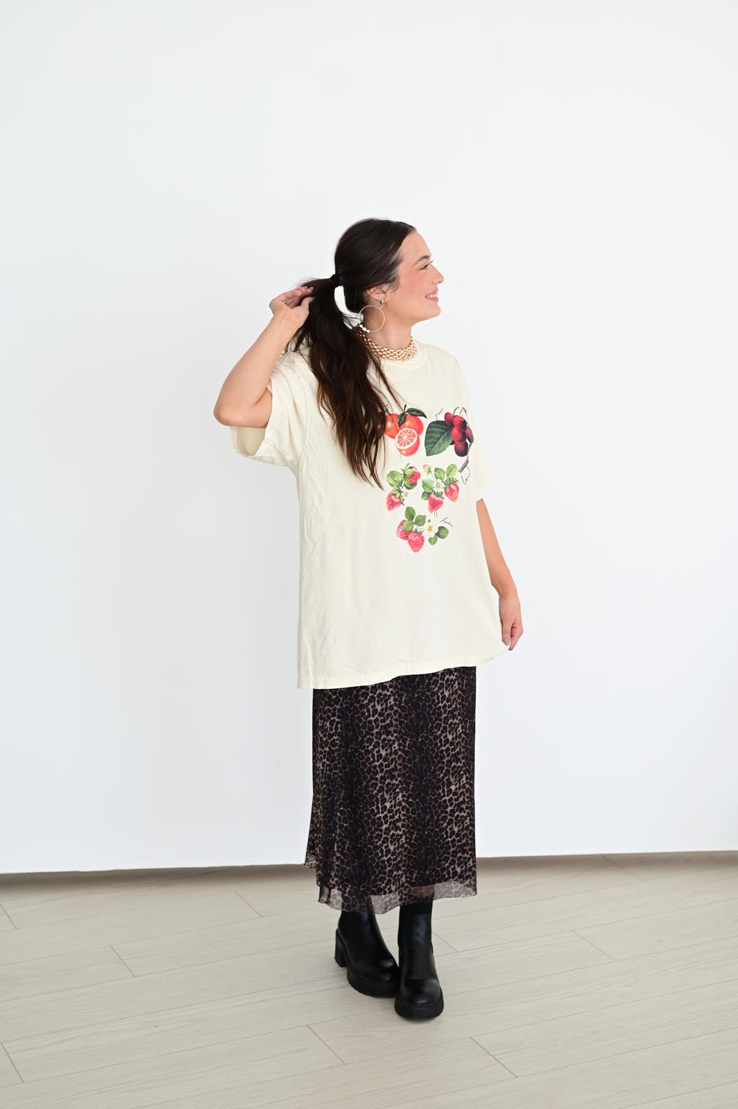 VR401 CHEETAH MESH MAXI SKIRT(TWEEN)