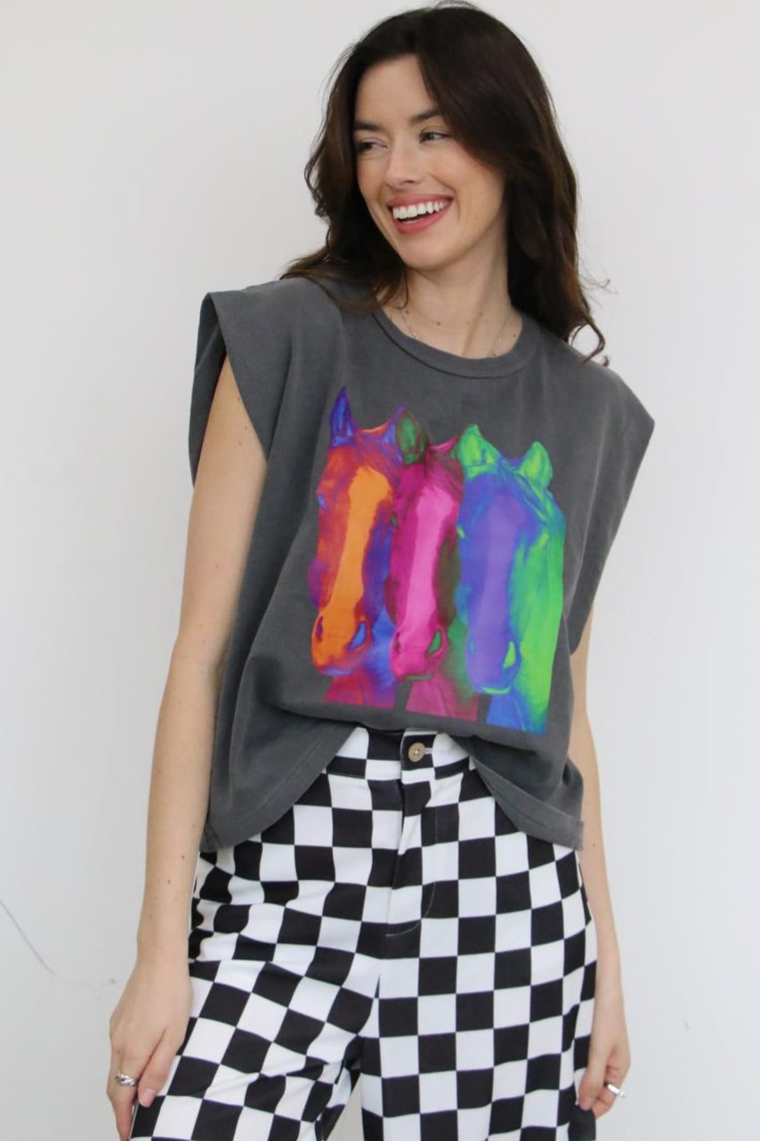 VR307 TRIPLE NEON HORSE TEE