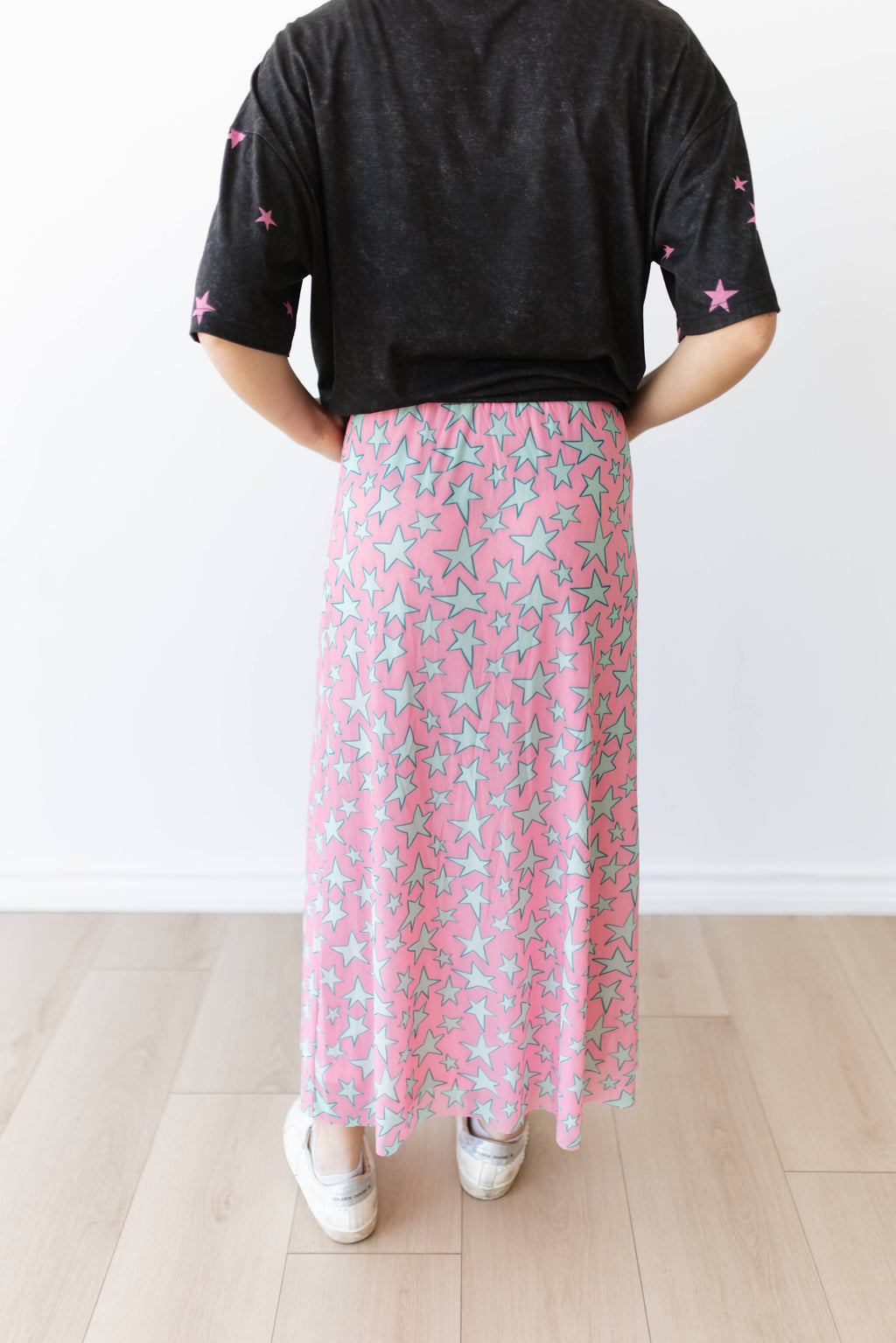 VR401 PINK MINT STAR  MESH MAXI SKIRT (7 Piece)