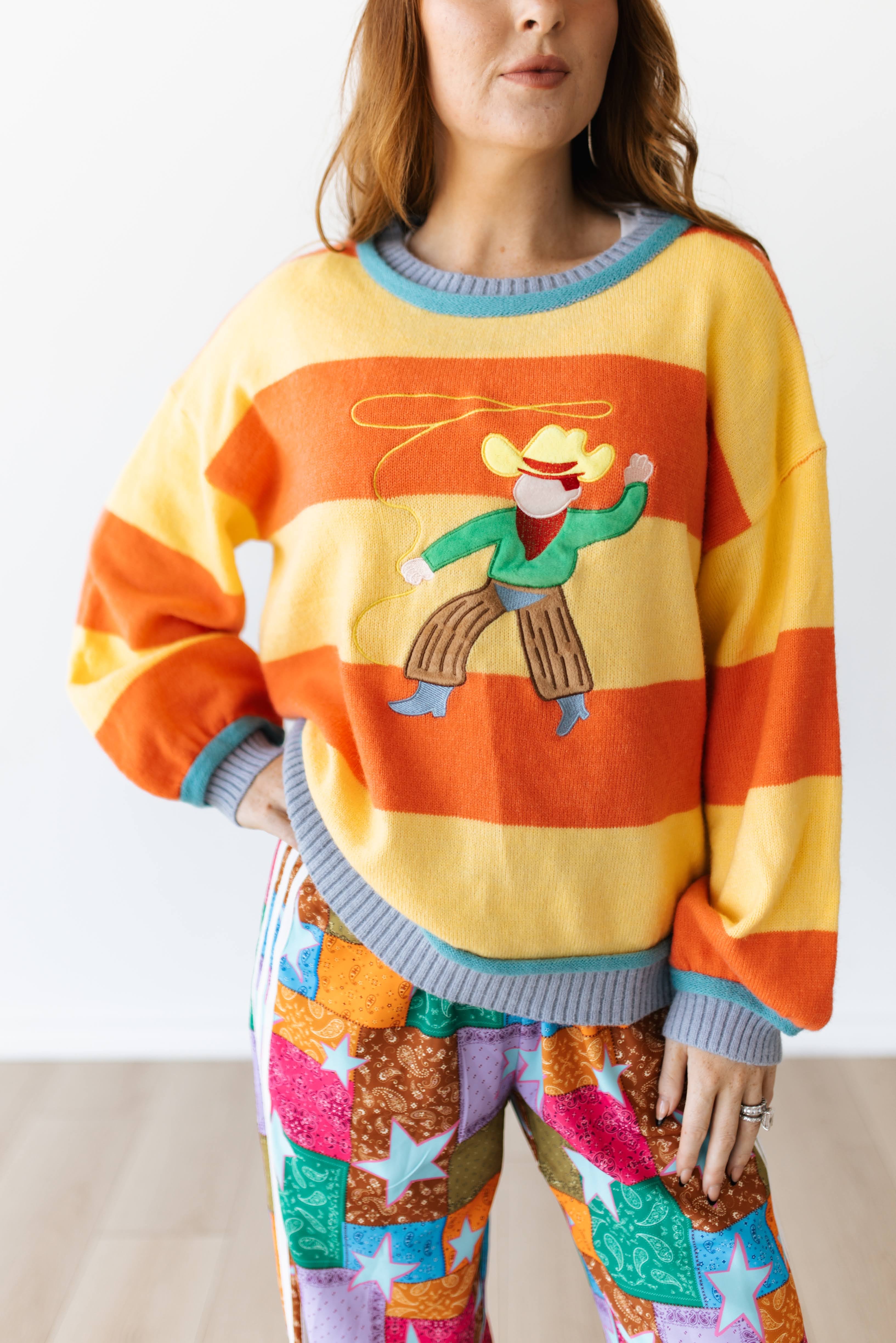 VR8485 YELLOW ORANGE STRIPE COWBOY SWEATER (7 PIECE)