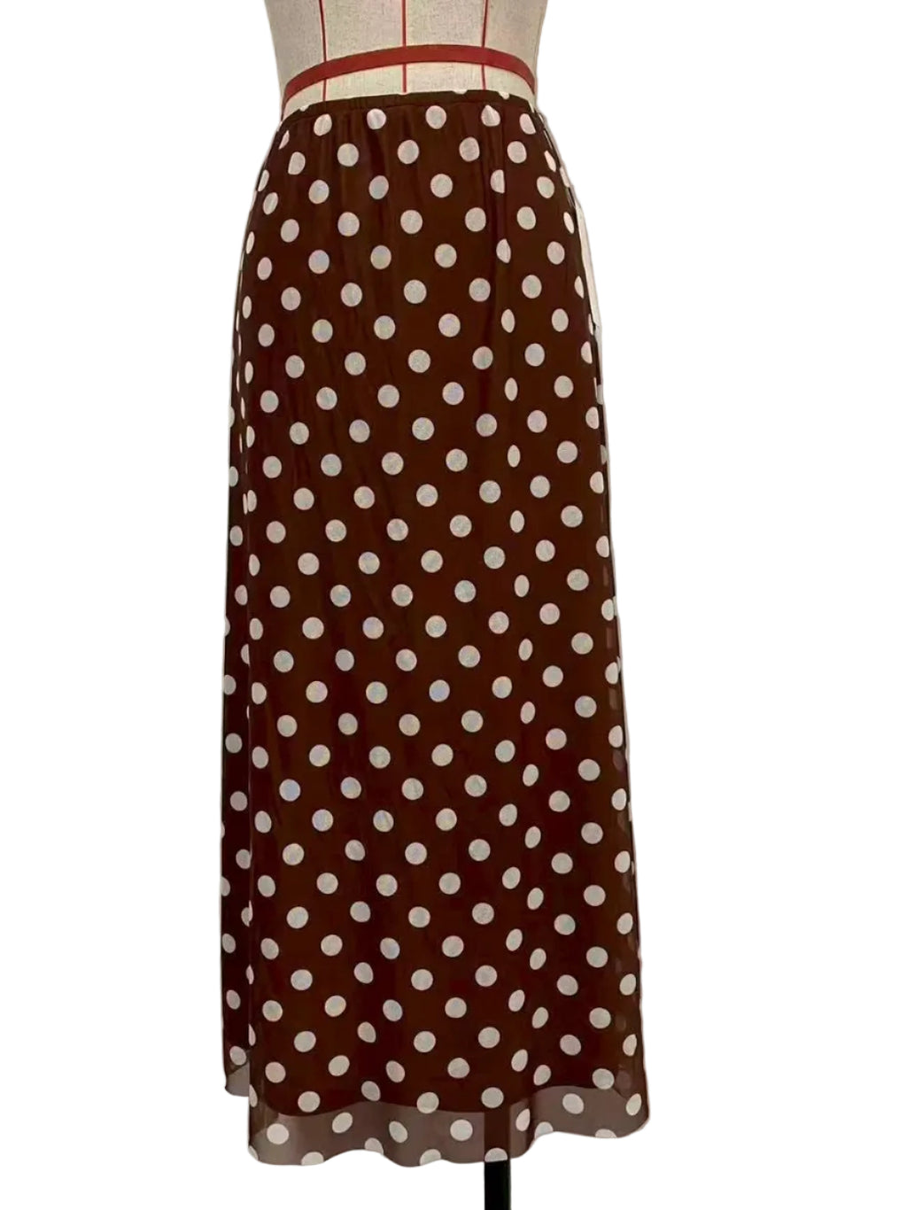 VR401 BROWN DOT  MESH SKIRT (7 PIECE- WOMEN)