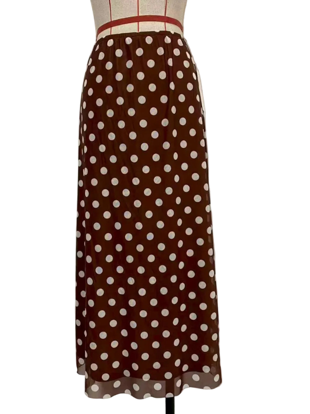 VR401 BROWN DOT  MESH SKIRT (7 PIECE- WOMEN)